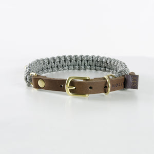 Touch of Leather Dog Collar - Grey - Barker & Bones