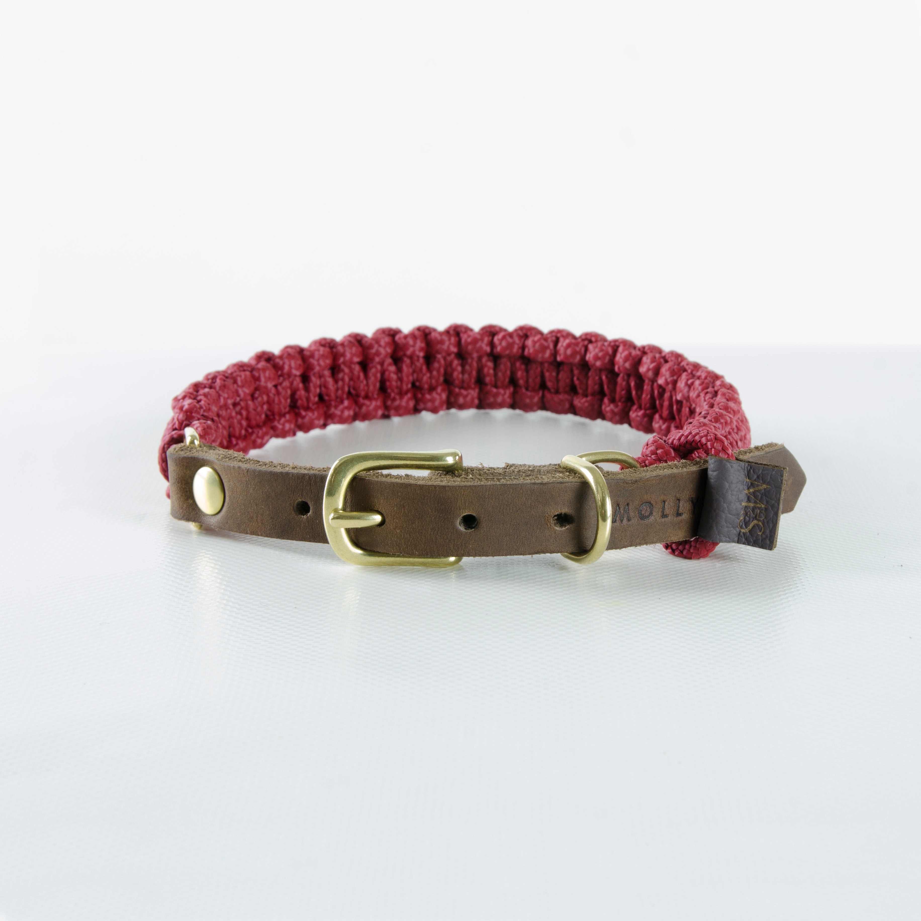 Touch of Leather Dog Collar - Redwine - Barker & Bones