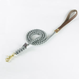 Touch of Leather Dog Leash - Grey - Barker & Bones